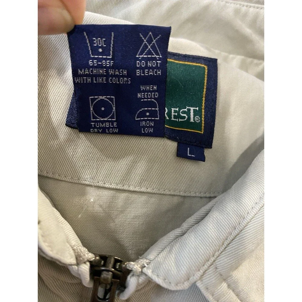 VTG 90s Rainforest Men L Beige Zip Up Jacket Windbreaker Bomber Golf Harrington